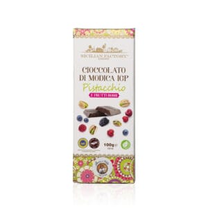 Cioccolato di Modica IGP al Pistacchio e Frutti Rossi (100g)