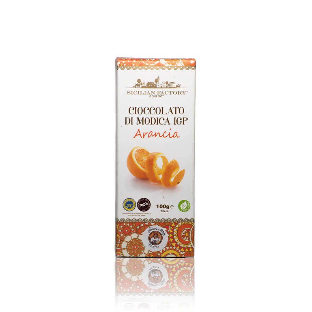 Cioccolato di Modica IGP all'Arancia (100g) 1 Cioccolato di Modica IGP all'Arancia (100g)