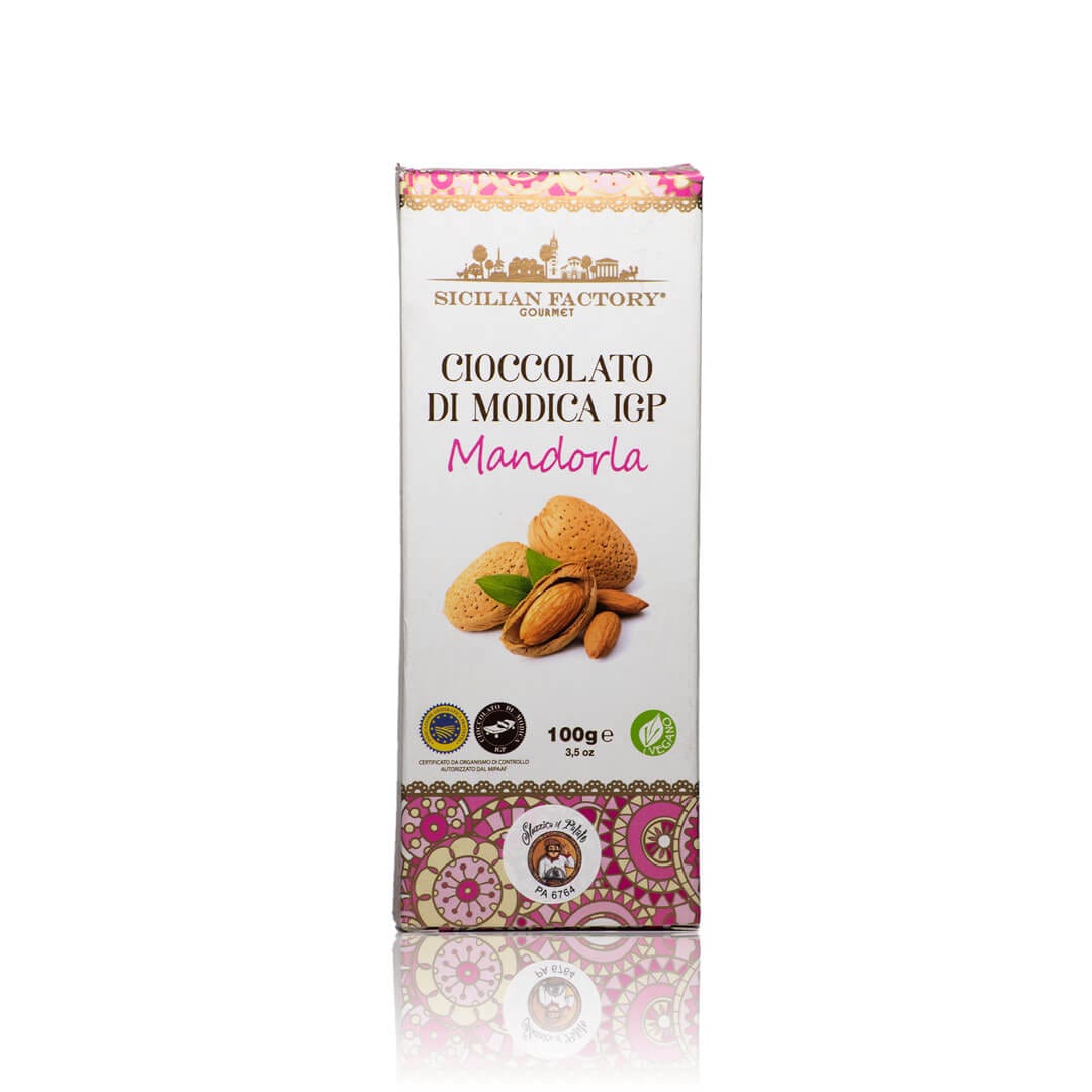 Cioccolato di Modica IGP alla Mandorla (100g) 1 Cioccolato di Modica IGP alla Mandorla (100g)